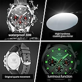 abordables Montres à quartz-Montres pour hommes Olevs 2024 Nouvelle Marque Chronographe Calendrier Indication 24 Heures Montre à Quartz Trois Yeux Six Aiguilles Étanche Montre de Sport pour Hommes