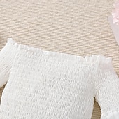 お買い得  セット-女の子 3D 純色 シャツ＆ショーツ ショートパンツのセット 長袖 秋 日常 カジュアル 幼児 4年以上 ルーズフィット