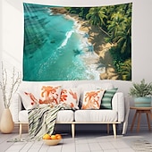 Недорогие Тапестри́ на океа́нском пляже-Пляжный остров, подвесной гобелен, настенное искусство, большой гобелен, фреска, декор, фотография, фон, одеяло, занавеска, украшение для дома, спальни, гостиной