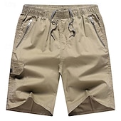 baratos Clássico-Homens Bermuda Cargo Calção Shorts de trabalho Com Cordão Cintura elástica Bolso multi Tecido Vestível Curto Ao ar livre Diário Para Noite Moda Clássico Preto Amarelo