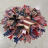 Недорогие Оформление Дня Независимости-патриотический венок ко Дню независимости, праздничный венок с принтом флага США, красные, белые, синие гирлянды, венки, 4 июля, настенный декор, венки для входной двери, уличный приветственный знак, дверные вешалки