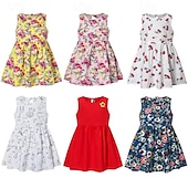ieftine Rochii Casual-Copii Fete Rochie Grafic Fără manșon Oficial În aer liber Petrecere Modă Drăguţ Nailon Vară Primăvară 4 ani + 8011A-75 floare bogată roz 8011A-73 decal roșu 8011A-74 autocolant albastru
