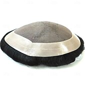 halpa Hiuspalat ja -housut-monohiukset miesten toupee hiuslisäke poly iho hiusten ympärillä kestävä npu monofilamentti peruukki hiusten korvike miehille