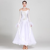 abordables Tenues de danse de salon-Danse de Salon Robe Strass Tulle Femme Utilisation manche longue Polyester