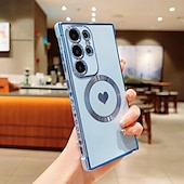 Недорогие Чехлы для Samsung-телефон Кейс для Назначение SSamsung Galaxy S24 S23 S22 S21 Ultra Plus S25 Ультра Кейс на заднюю панель Поддержка беспроводной зарядки Защита от удара С сердцем ТПУ Покрытие