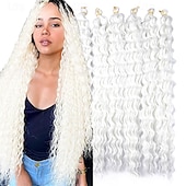 levne Clip in Extensions-latinskoamerické háčkované vlasy 14 palců 18 palců 22 palců 6ks / balení havajská kudrna hluboké vlnění háčkované vlasy ocean wave syntetické vlasy cop háčkování prodlužování vlasů