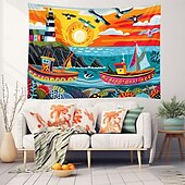 cheap Art Tapestries-Sailing Landscape Hanging Tapestry Wall Art Large Tapestry Mural Decor Photograph Backdrop Blanket Curtain Home Bedroom Living Room Decoration