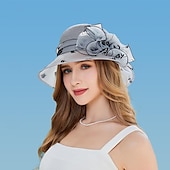 preiswerte Partyhut-Hüte Organza Tee-Party Kentucky Derby Elegant Mit Blumig Kopfschmuck Kopfbedeckung