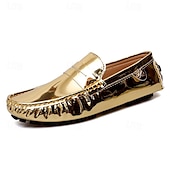 preiswerte Herrenpantoletten &amp; -slipper-Herren Loafer &amp; Slip On Mokkasin Penny Loafers Loafer fahren Wanderschuhe Geschäftlich Brautkleider schlicht Britischer Gentleman PU Rutschfest Halbschuhe Schwarz Weiß Gelb Herbst