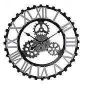 levne Nástěnné ozdoby-dřevěné evropské retro nástěnné hodiny zlaté římské ozubené hodiny dekorativní luxusní klasické quartzové hodiny moderní design pro domácí dekoraci nástěnné hodiny 58 cm