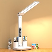 abordables Suministros para la fiesta-Lámpara de escritorio LED plegable táctil recargable con reloj digital