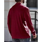 preiswerte Klassisches Poloshirt für Herren-Herren Poloshirt aus Baumwolle Golfhemd Arbeit Casual Kargen Langarm Basic Modern Glatt Taste Tasche Frühling &amp; Herbst Regular Fit Dunkelrot Wein Aprikose Dunkelgrau Wasserblau Schwarz Poloshirt aus