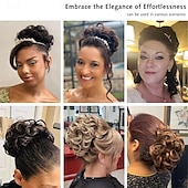 abordables Chignons-postiche chignon bouton de rose extensions de chignon bouclés chouchou chignon peignes synthétiques en chignon désordonné morceau de cheveux pour femmes blonde naturelle