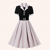 levne Šaty-Retro 50. léta Šaty A-Line šaty Houpací šaty Puntíky Přehnutý Dámské Rande loučení se svobodou nevěsty Dospělé Šaty Šaty pro návrat domů Léto Jaro
