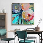 お買い得  花/植物画-手作り油絵キャンバス壁アート装飾現代抽象花家の装飾ロールフレームレス未延伸ペイント