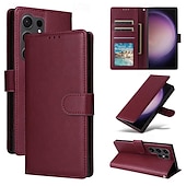 Χαμηλού Κόστους Samsung Θήκη-τηλέφωνο tok Για Samsung Galaxy S24 S23 S22 S21 Ultra Plus A54 A34 A14 Σημείωση 20 10 S25 Ultra Θήκη κάρτας πορτοφολιού με λουράκι καρπού Σταντ ποδηλάτου Υποδοχή κάρτας Ρετρό TPU PU δέρμα