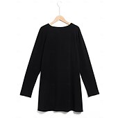 economico Maglie lunghe-T-shirt tunica da donna semplice moda base a maniche lunghe collo rotondo tops lunghi casual quotidiano fine settimana tunica fluida nera bianca rossa autunno e inverno