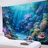 cheap Ocean Beach Tapestry-Undersea Landscape Hanging Tapestry Wall Art Large Tapestry Mural Decor Photograph Backdrop Blanket Curtain Home Bedroom Living Room Decoration