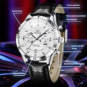 cheap Quartz Watches-New Olevs Men&#039;S Business Watch Chronograph Calendar 24-Hour Indicator Multi-Functional Quartz Watch Fashion Trend Waterproof Sports Watch