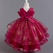 Kids Girls' Flower Girl Dress Party Dress Sequin Sleeveless Wedding Party Special Occasion Sequins Mesh Adorable Sweet Cotton Polyester Asymmetrical Party Dress Summer Spring Fall 4-13 Years White cheap Flower Girl's Dresses-Kids Girls' Flower Girl Dress Party Dress Sequin Sleeveless Wedding Party Special Occasion Sequins Mesh Adorable Sweet Cotton Polyester Asymmetrical Party Dress Summer Spring Fall 4-13 Years White