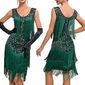 economico Vestiti-Anni Ruggenti Anni 1920 Abito da vacanza Abito Flapper Vestito Mascherata Il grande Gatsby Gentildonna Invitato al matrimonio Paillettes Frangia con nappe Per donna Halloween Carnevale Mascherata