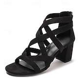 olcso Block Heels-Női Magassarkúak Szandálok Római cipő Keresztpántos sarkú cipő Parti Bálint nap Napi Kivág Vastag sarok Lábujj nélküli Elegáns Szüret minimalizmus Mikrobiális bőr Cipzár Fekete Fehér Zöld