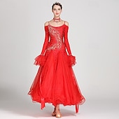 abordables Tenues de danse de salon-Danse de Salon Robe Strass Tulle Femme Utilisation manche longue Polyester