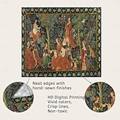 tanie Tkanina średniowieczna-Średniowieczny Gobelin Malarski Gobelin z epoki średniowiecza Sztuka na ścianę Duży gobelin Dekoracja muralu Fotograficzne tło Koc Zasłona Dom Sypialnia Salon Dekoracja