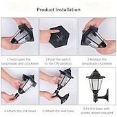 abordables Aplique de pared para exterior-1 lámpara solar de pared para exteriores, luz solar hexagonal, IP65 impermeable, luz solar para valla, lámpara de pared LED retro de encendido/apagado automático, decoración de luz resistente al