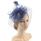 levne Svatební čelenka-Fascinátory Klobouky Doplňky do vlasů Organza Se širší krempou Cylindr Závojový klobouk Dostih koktejl Elegantní Vinobraní S Peří Mašličky Přílba Pokrývky Hlavy