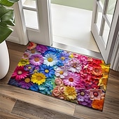 cheap Doormats-Wedding Rainbow Flowers Doormat Non-Slip Oil Proof Rug Indoor Outdoor Mat Bedroom Decor Bathroom Mat Entrance Rug Door Mat