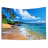 Недорогие Тапестри́ на океа́нском пляже-Пляжный остров, подвесной гобелен, настенное искусство, большой гобелен, фреска, декор, фотография, фон, одеяло, занавеска, украшение для дома, спальни, гостиной