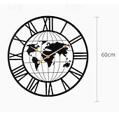 cheap Wall Accents-Wall Clock Iron Round Office Clock Creative Map Personality Mute Hanging Watch Nordic Living Room Clock Home Decor 60 cm