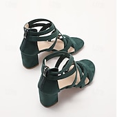 olcso Block Heels-Női Magassarkúak Szandálok Római cipő Keresztpántos sarkú cipő Parti Bálint nap Napi Kivág Vastag sarok Lábujj nélküli Elegáns Szüret minimalizmus Mikrobiális bőr Cipzár Fekete Fehér Zöld
