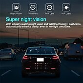 رخيصةأون مشغلات DVR للسيارات-ثلاثة تسجيلات للقيادة، رؤية ليلية 1080 بكسل، ثلاث عدسات، مسجل واي فاي، رؤية عكسية