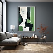 abordables Peintures Abstraites-figure peintures abstraites visages peints à la main peinture à l&#039;huile moderne tentures murales faites à la main art conception simple toile cadre photo illustration décor de cuisine grande taille