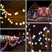 abordables Guirlandes solaires-Guirlande lumineuse solaire à LED, 8 modes d&#039;éclairage, 30/50/100 LED, lumières imperméables extérieures pour vacances, cour, pelouse, jardin, balcon, mariage, camping, décoration de fête