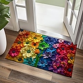cheap Doormats-Wedding Rainbow Flowers Doormat Non-Slip Oil Proof Rug Indoor Outdoor Mat Bedroom Decor Bathroom Mat Entrance Rug Door Mat