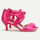 abordables Semiformal-Mujer Zapatos de boda Zapatos de novia Pajarita Tacón de gatito Puntera abierta Satén Cremallera Negro Blanco Marfil