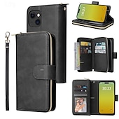 Недорогие Чехлы для iPhone-Чехол для iPhone 16 iPhone 15 Pro Max iPhone 14 13 12 11 Pro Max Mini SE X XR XS Max 8 7 Plus с кошельком и молнией с запястным ремешком подставка ретро TPU PU-кожа