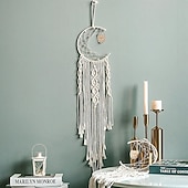 voordelige Decoratieve lichten-1pc Boheemse maanster dromenvangers verlichting boho macrame muuropknoping dromenvanger boho muurdecor handgemaakt geweven tapijt voor tienermeisjes jongens kinderkamer cadeau thuis appartement