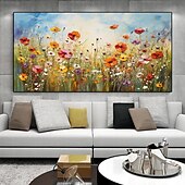 preiswerte Blumen-/Botanische Gemälde-Blumen-Ölgemälde auf Leinwand, handgefertigtes abstraktes buntes Blumen-Blumen-Ölgemälde, handgemaltes Wandkunst-Leinwand-Frühlingsgemälde für Wohnzimmer-Wanddekoration