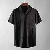 cheap Men&#039;s Basic Tees sets-Men&#039;s Polo 2 Piece Street Casual Lapel Short Sleeve Comfortable Solid Colored Drawstring Summer Spring Regular Fit Black White Polo