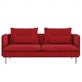 baratos Cobertura de Sofa-Capa de Sofá 3 Lugares Cor Sólida com Almofadas Revestidas em Algodão 100% com Braços