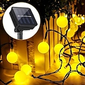 abordables Guirlandes solaires-Guirlande lumineuse solaire à LED, 8 modes d&#039;éclairage, 30/50/100 LED, lumières imperméables extérieures pour vacances, cour, pelouse, jardin, balcon, mariage, camping, décoration de fête