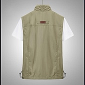 billiga Gilets-Herr Väst Gilet Fiskeväst Vandringsväst Ärmlös väst Gilet Jacka Utomhus Dagligen Utekväll Ledigt Vår Höst Ficka Polyester Nylon Andningsfunktion Slät Dragkedja Hög krage Lös passning Svart Armégrön