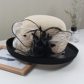 levne Fascinátory-Fascinátory Klobouky Doplňky do vlasů Polyester Organza Kbelík Slamák Sluneční klobouk Ležérní Dovolená Elegantní Vinobraní S Peří Mašličky Přílba Pokrývky Hlavy