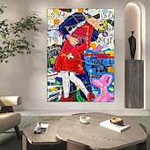 cheap People Paintings-Banksy Style Astronaut oil painting Pop Art Graffiti art Oil Painting 100% HandMade street art Oil Painting Astronaut pop art Oil Painting