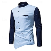 economico camicia da uomo con bottoni-Per uomo Camicia Camicia Estiva Camicia casual Camicia da Spiaggia Camicia con Bottoni Vino Blu Kaki Manica Lunga Blocco di colori Colletto alla coreana Vacanza Ferie Bottonato Abbigliamento