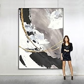  Handgefertigtes Ölgemälde auf Leinwand, Wandkunst, Dekoration, farbenfroher abstrakter Schwarz-Weiß-Minimalismus für die Inneneinrichtung, gerolltes, rahmenloses, ungedehntes Gemälde